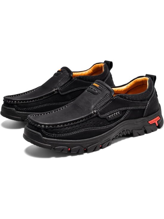 ?Mens Leather Black Boots Handmade Boots Daily Casual Work Office Shoes main image 5